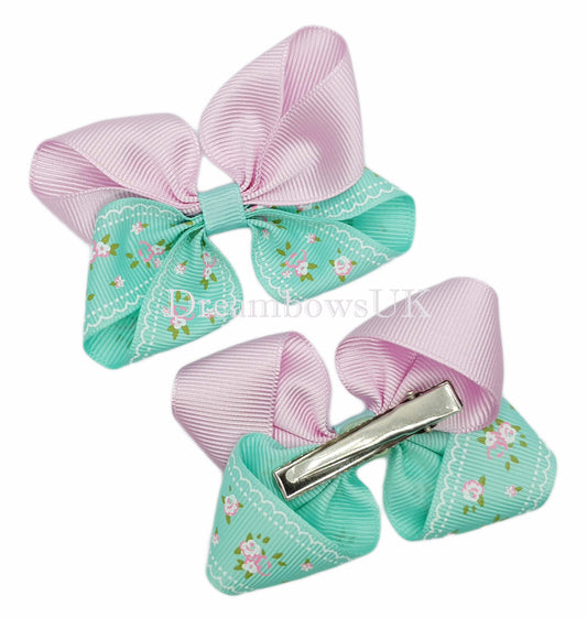pink hair bows, alligator clips