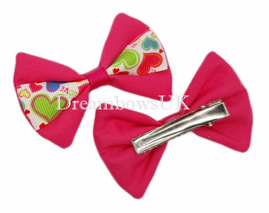 Pink hair bows, crocodile clips