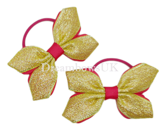 Girls glitter hair bows, thin hair elastics