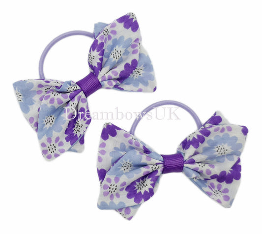 Floral hair bows on thin bobbles