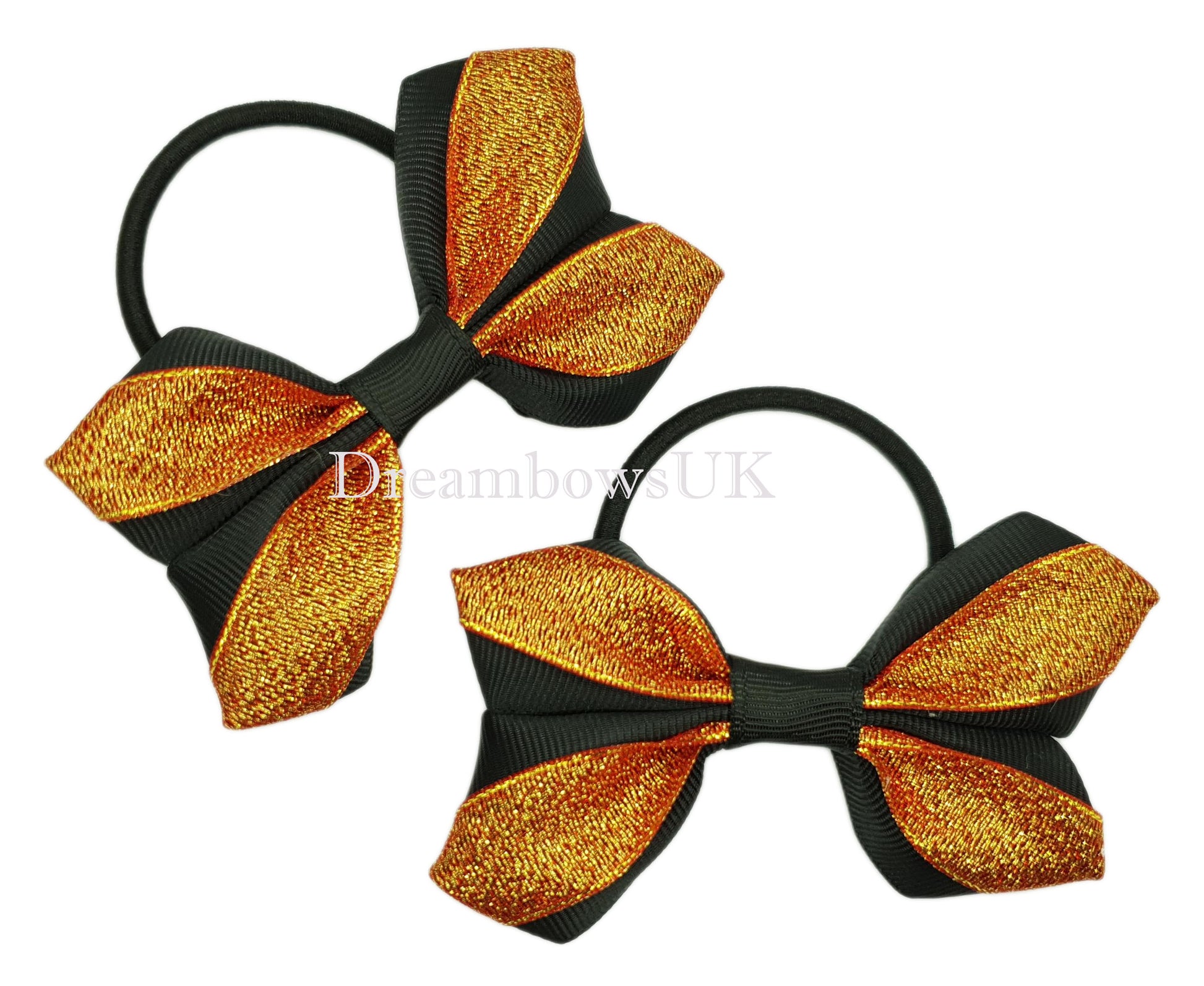 Black and red glitter hair bows on thick bobbles