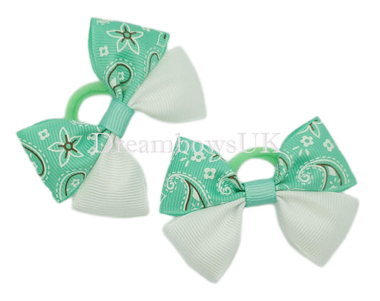 Paisley hair bows, soft baby bobbles