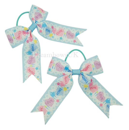 Baby blue hair bows, pastel bows, thin bobbles