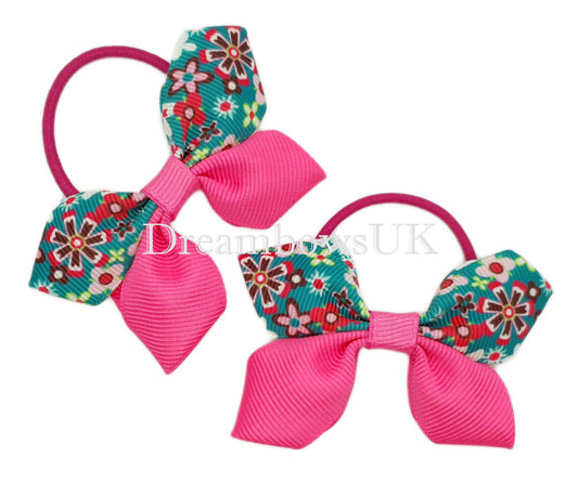 Floral hair bows on thin bobbles