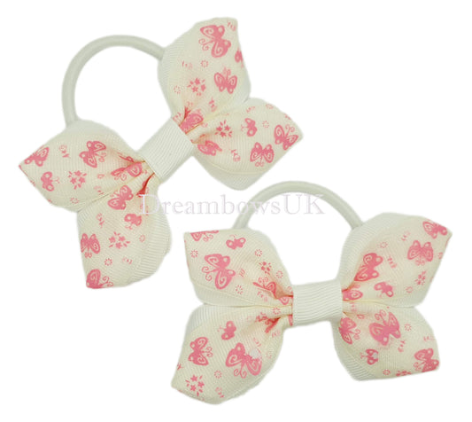 Cream and pink bows on thick bobbles