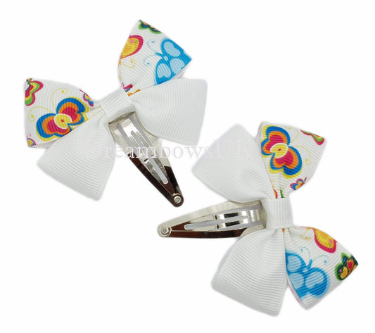 Butterfly design hair bows, snap clips