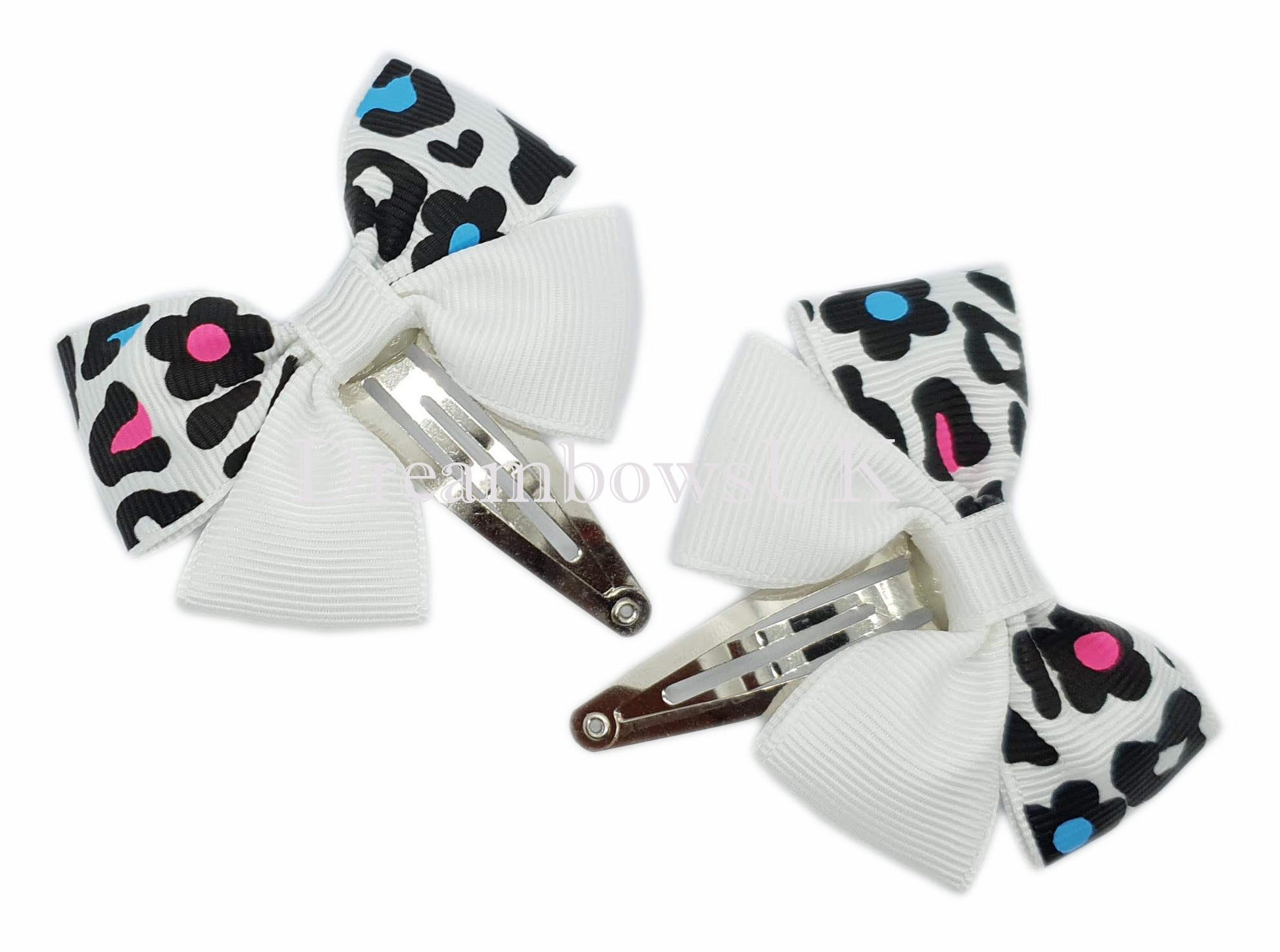Floral hair bows, snap clips