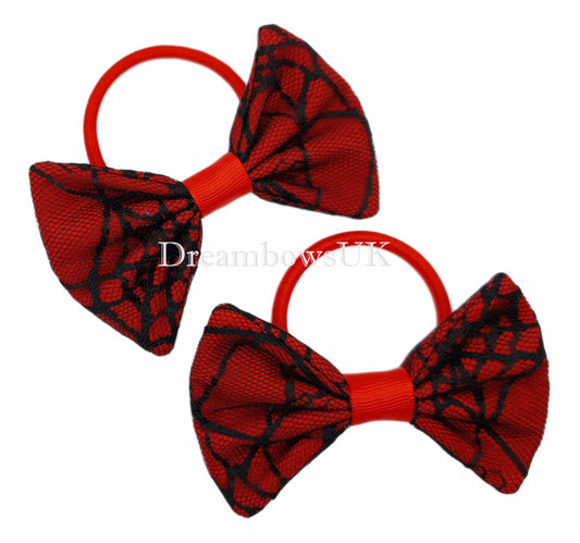 Black and red lace hair bows on thick bobbles
