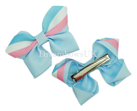 Striped hair bows, alligator clips