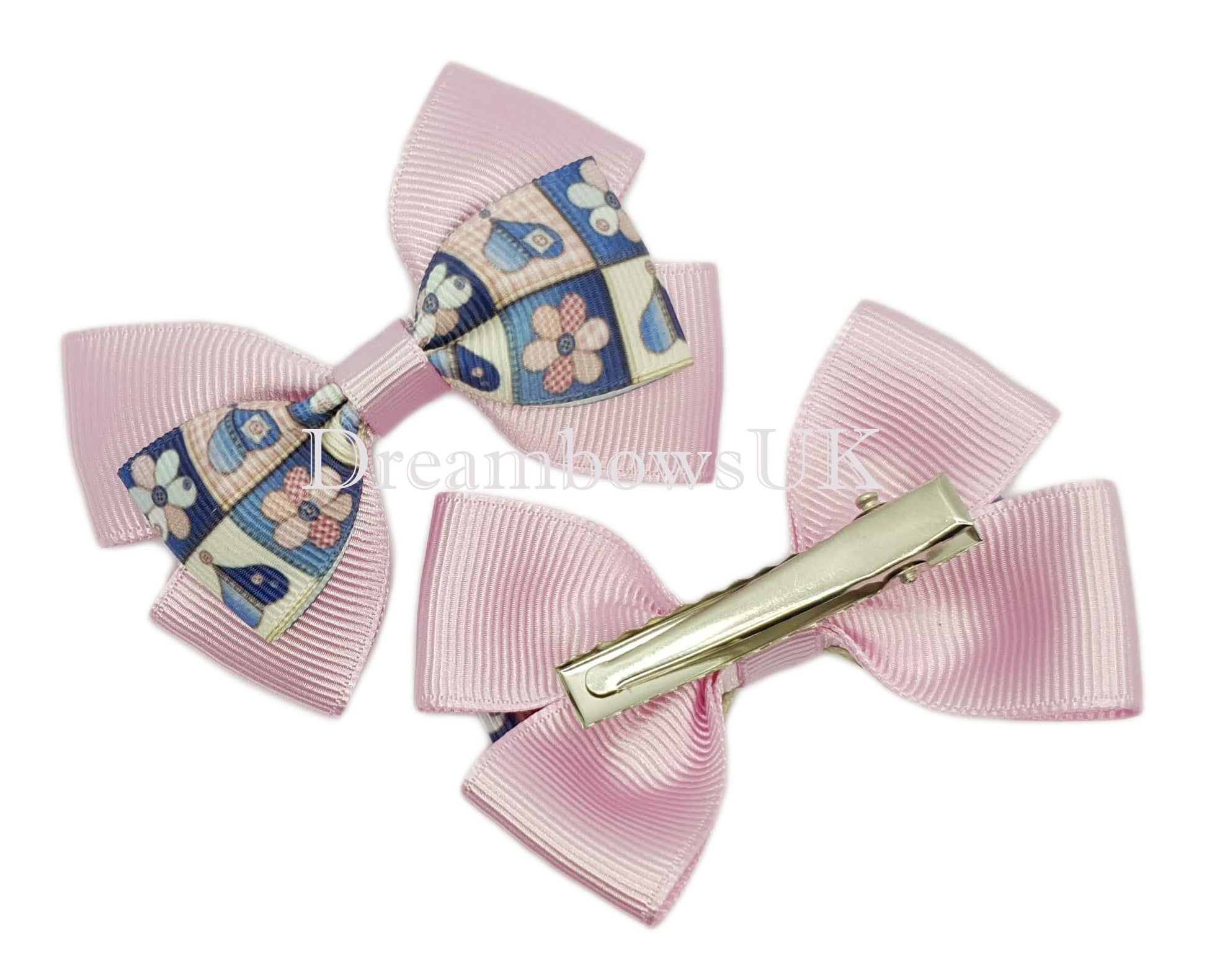 Floral hair bows, alligator clips