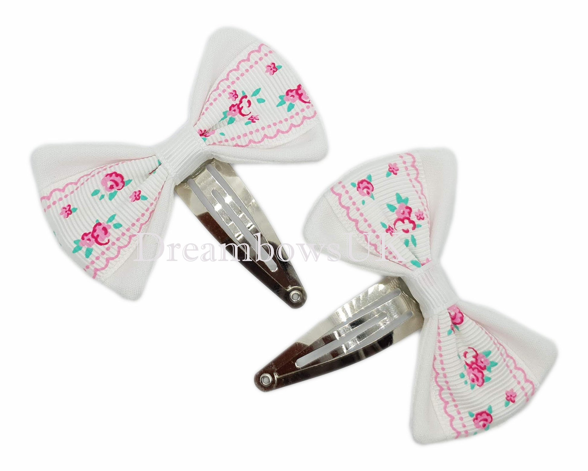 Cute floral hair bows, snap clips