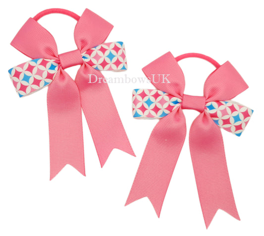 Hot pink novelty hair bows on thick bobbles
