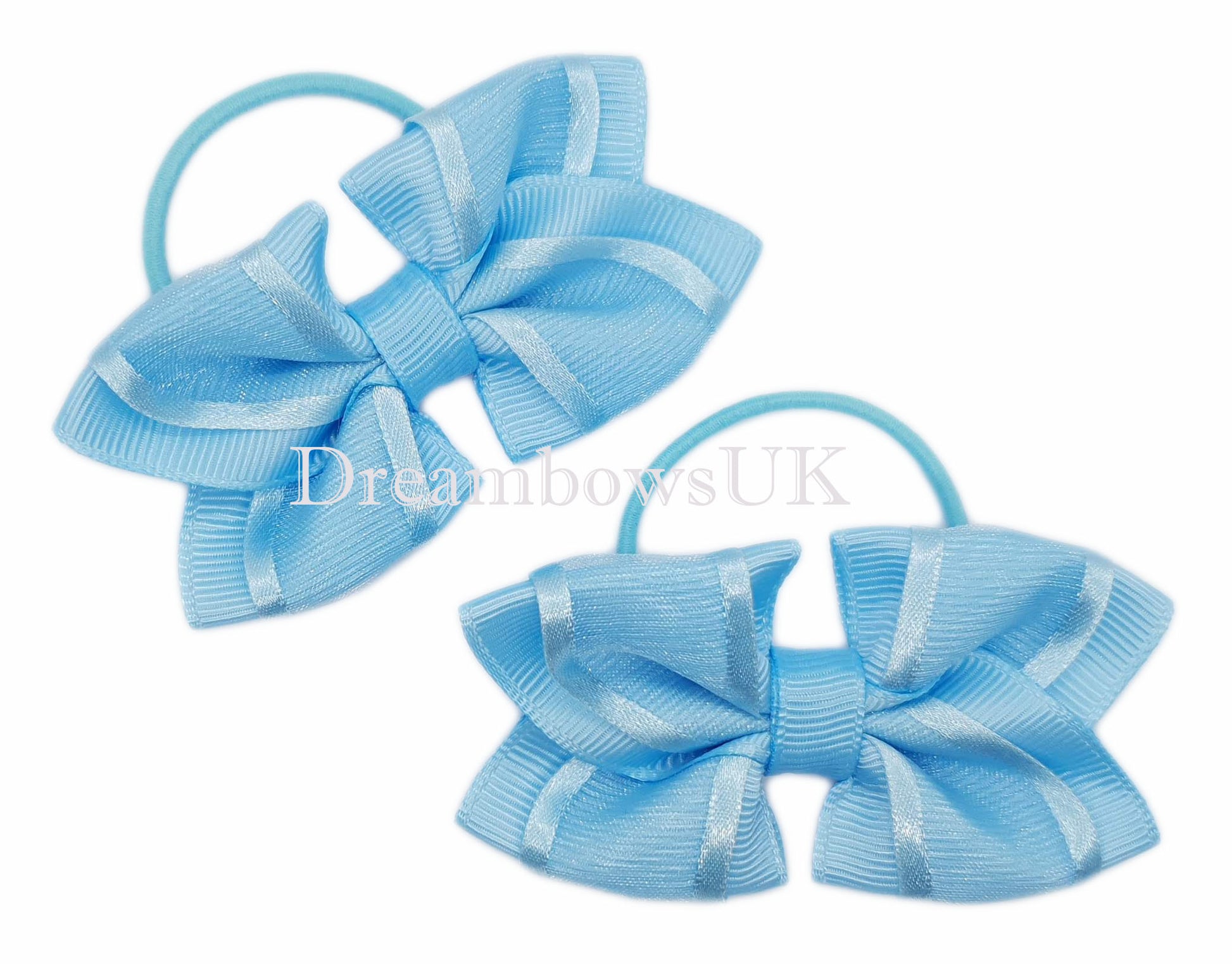 Baby Blue Organza Hair Bows on Thin Bobbles or Snap Clips – Perfect for Delicate Hairstyles