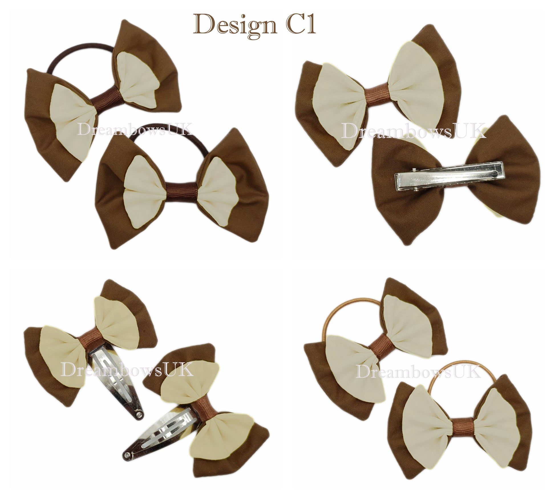 Cream and brown hair accessories
