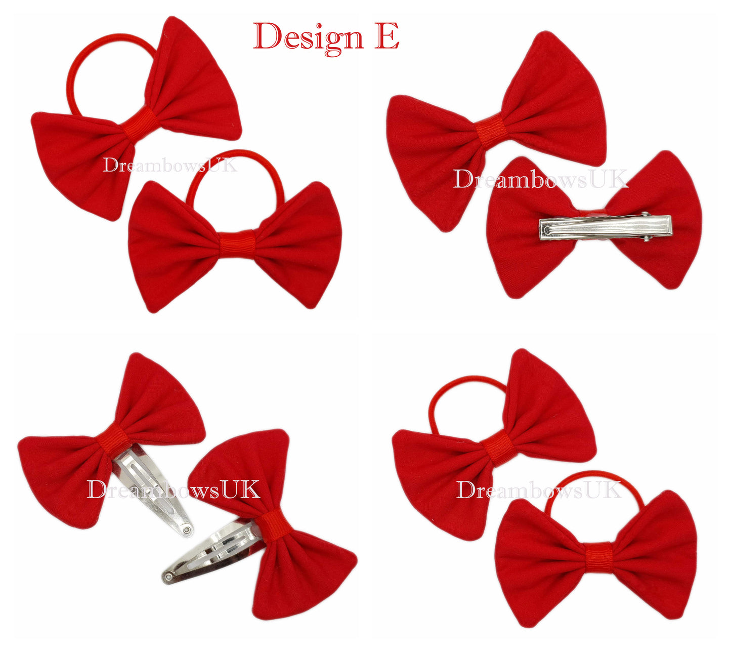 Handmade red hair bows, custom made on bobbles and hair clips