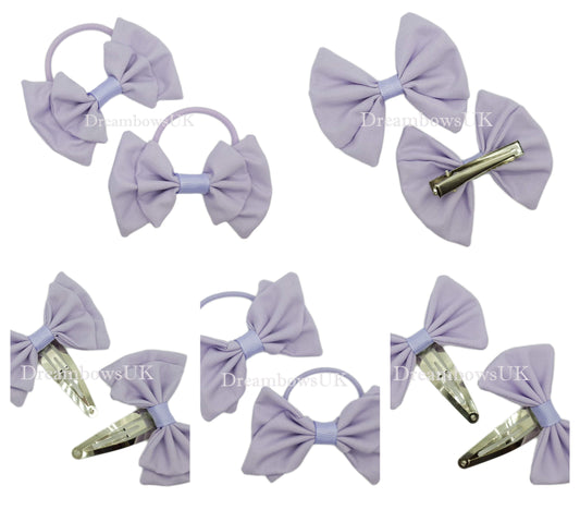 Girls lilac hair bows, handmade to order on bobbles or hair clips