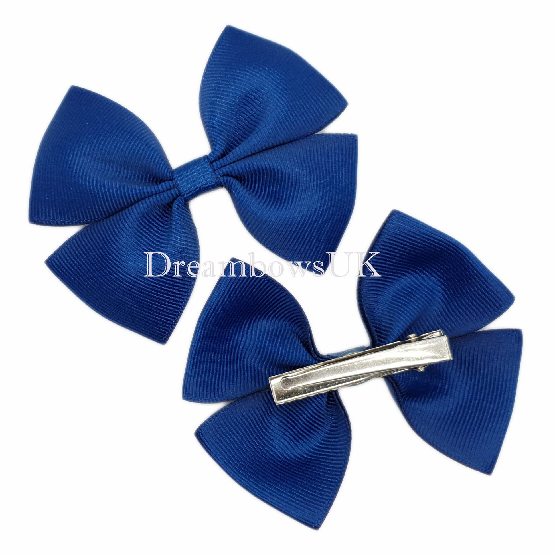 Navy Blue Grosgrain Ribbon Hair Bows on Alligator Clips