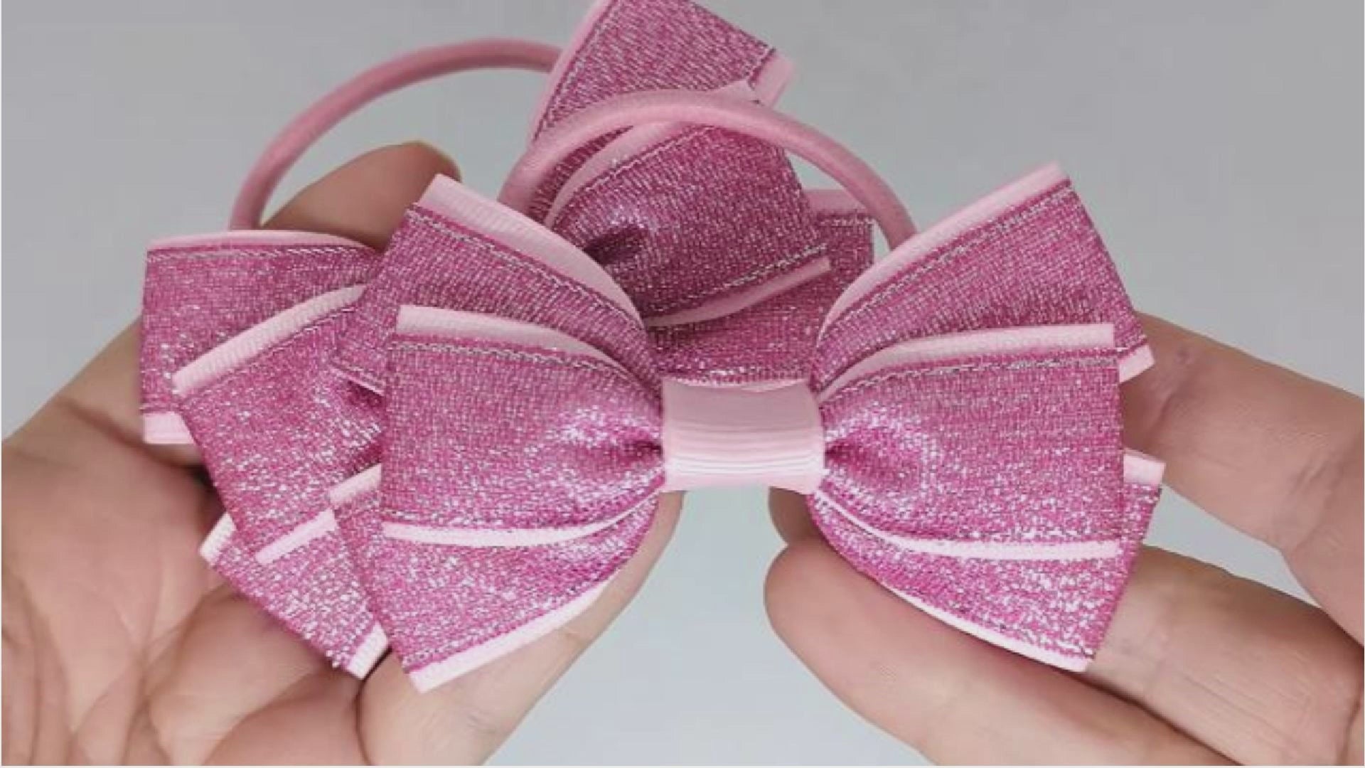 Baby Pink Glitter Hair Bows on Thick Bobbles | Unique Design