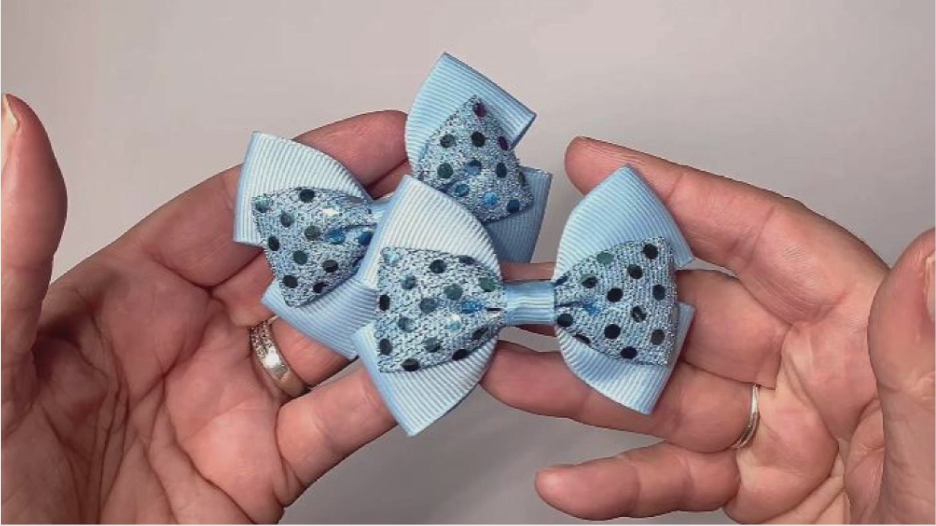 Baby Blue Diamante Hair Bows on Alligator Clips | Unique Pair