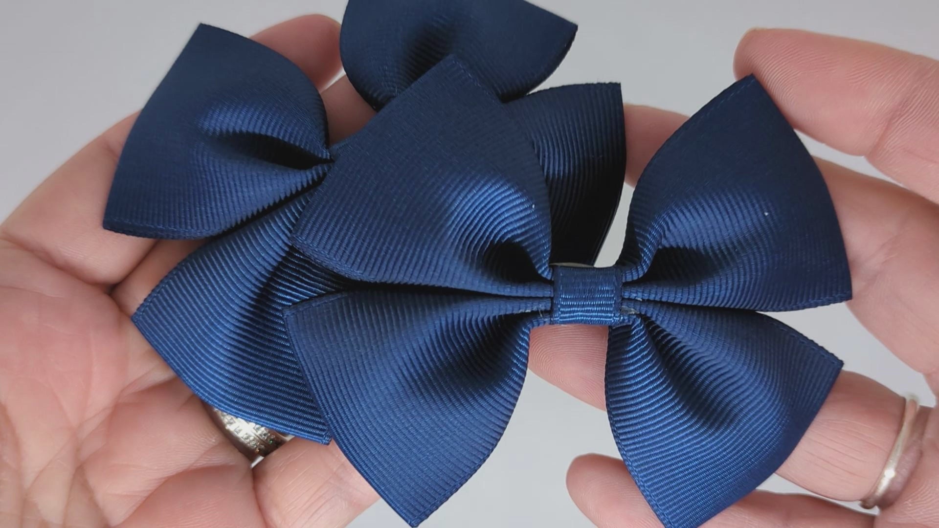 Navy Blue Grosgrain Ribbon Hair Bows on Alligator Clips
