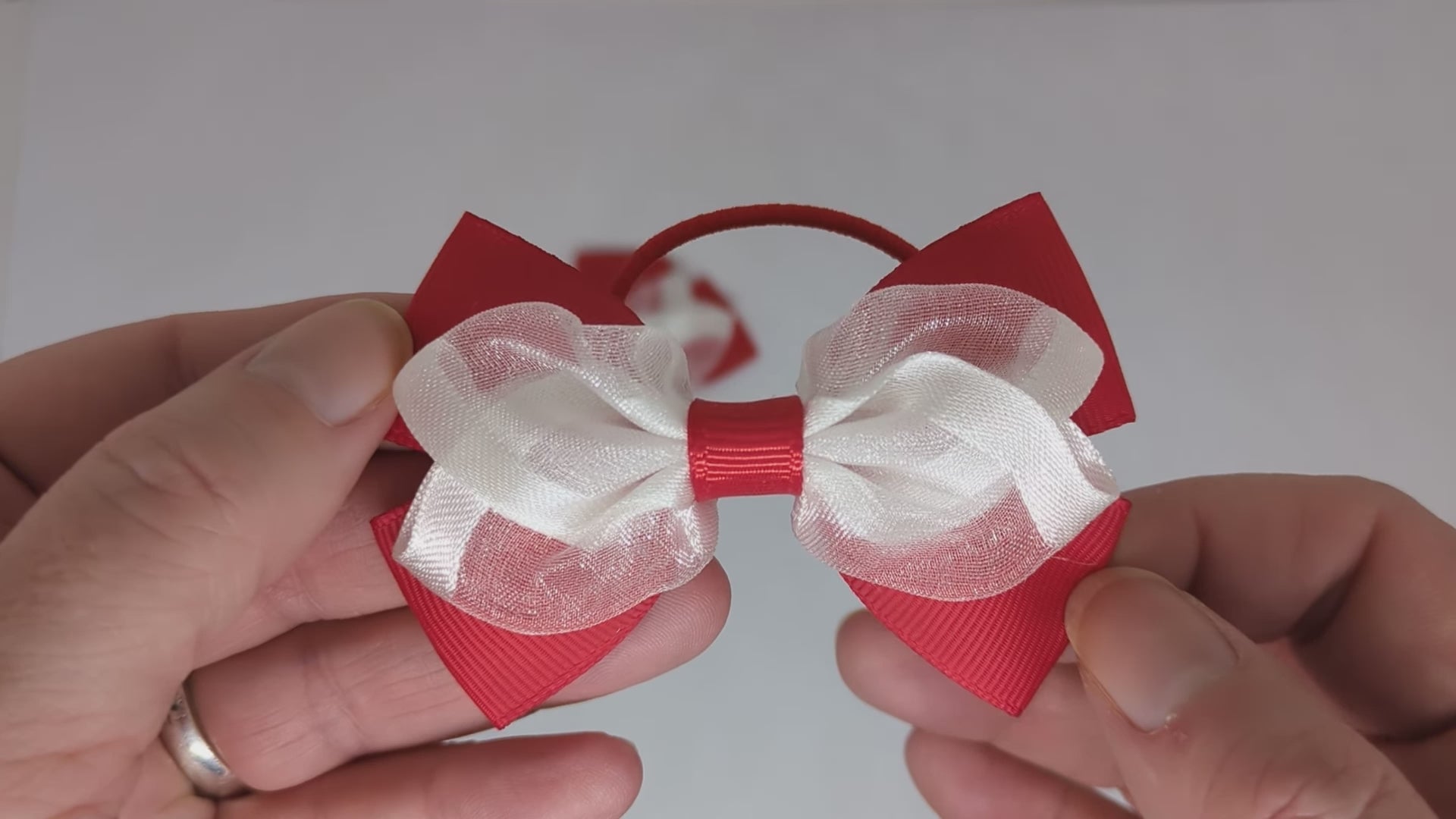Red and White Organza Hair Bows for Girls | Dreambows UK