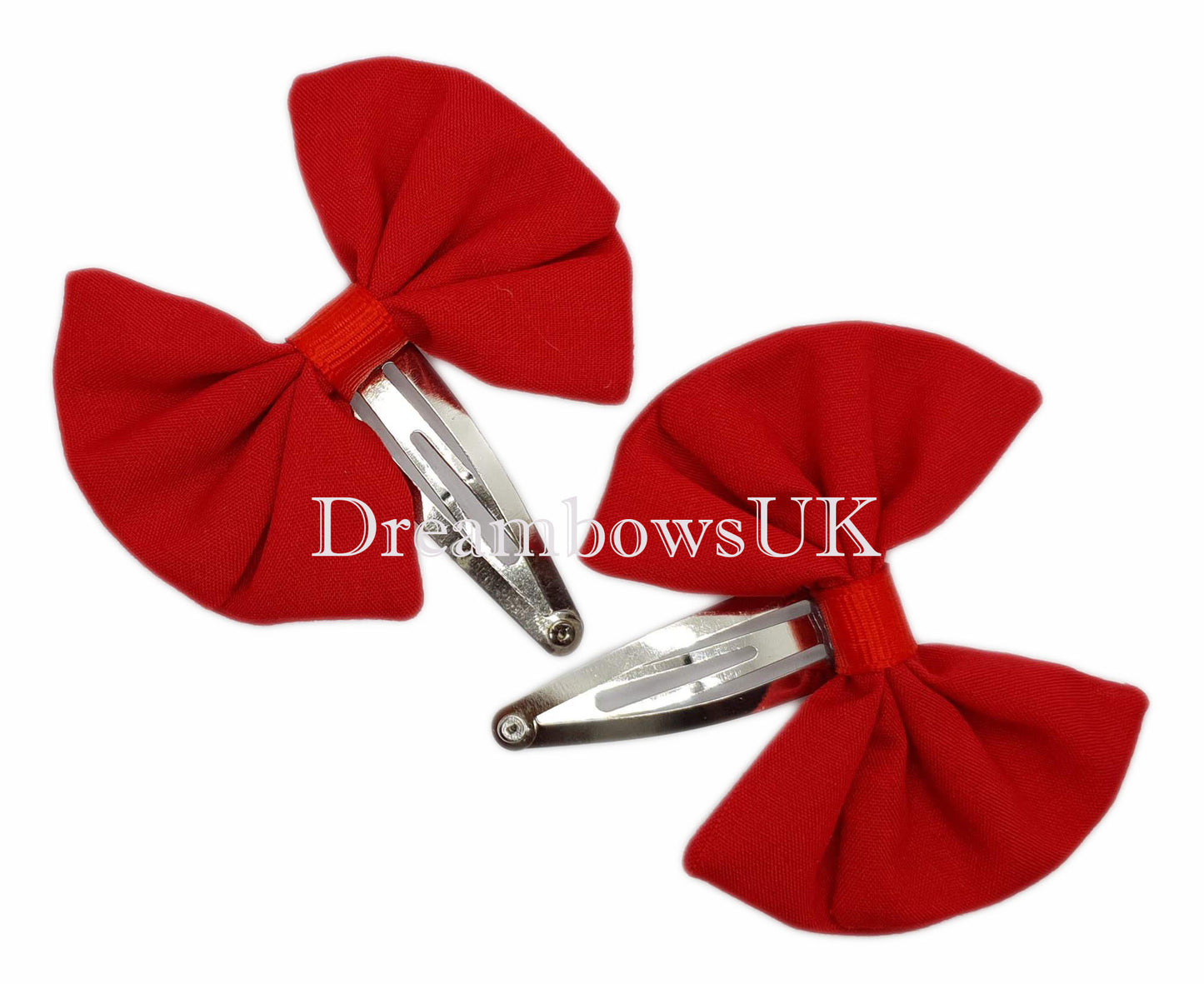 Red hair bows on snap clips