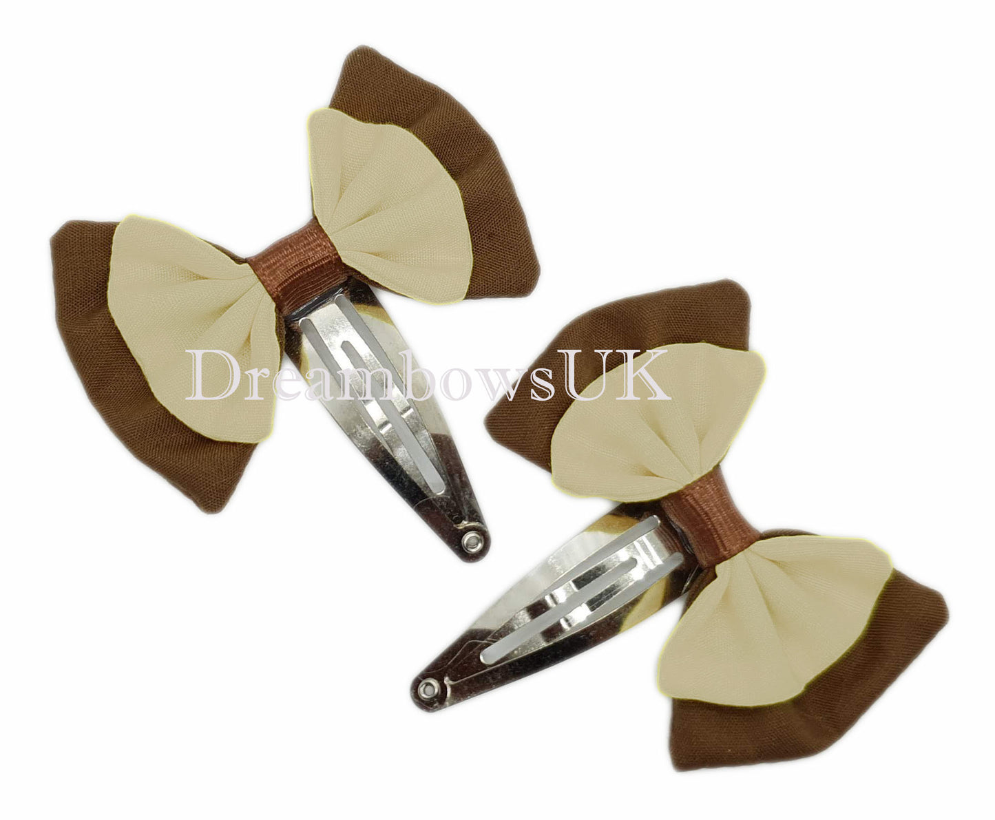 Brown and cream hair clips