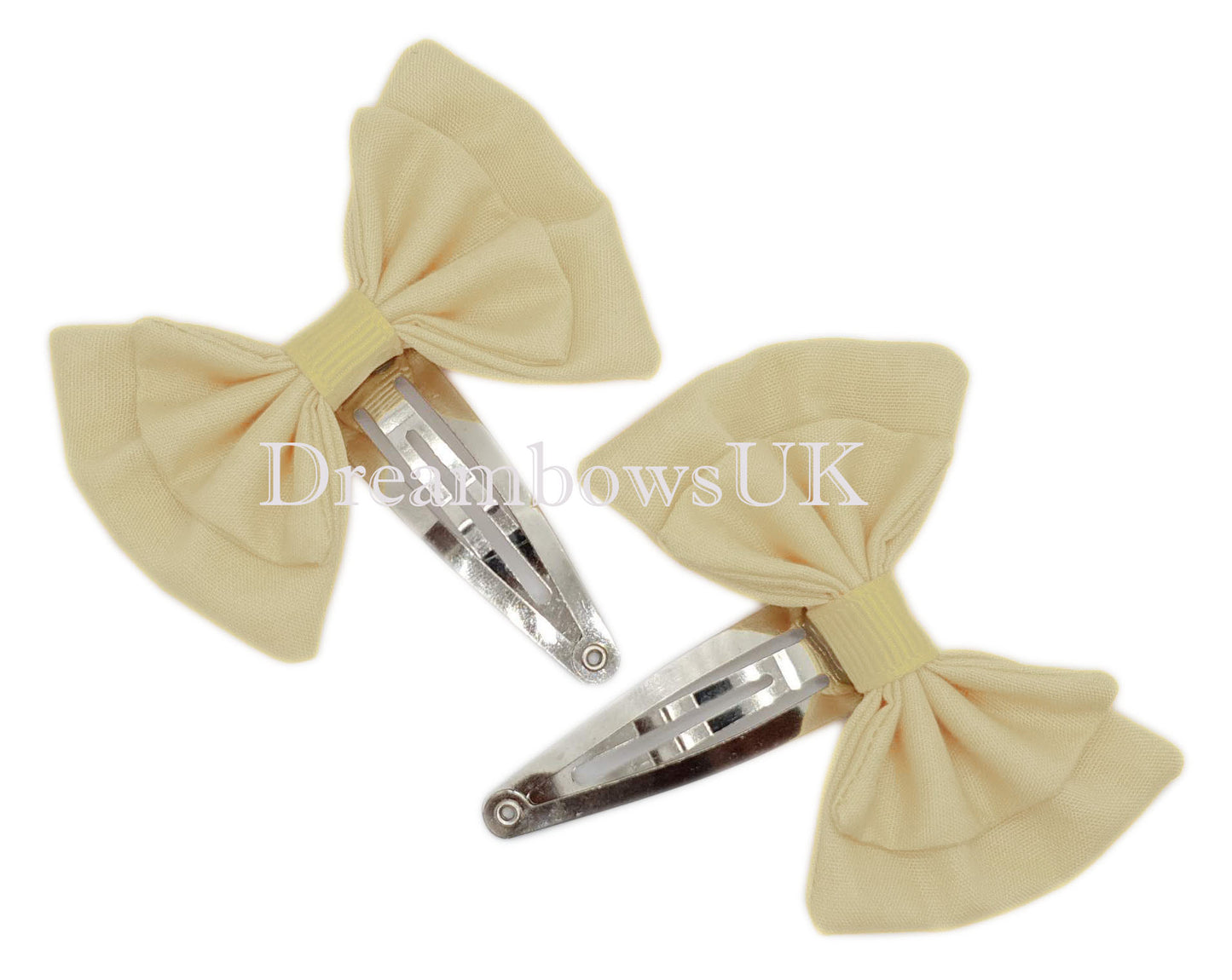 2x Cream/ivory fabric hair bows