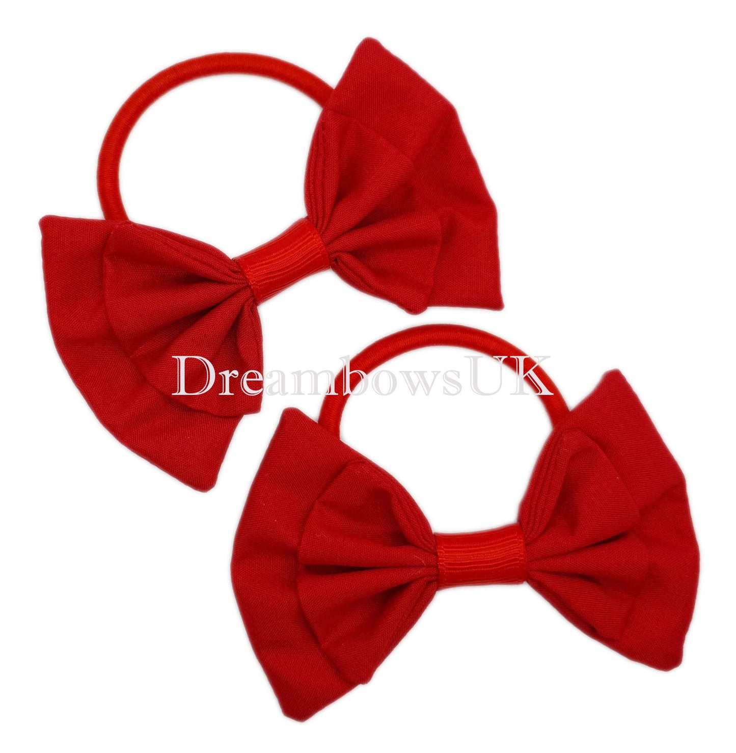 Girls red hair bows on thick bobbles