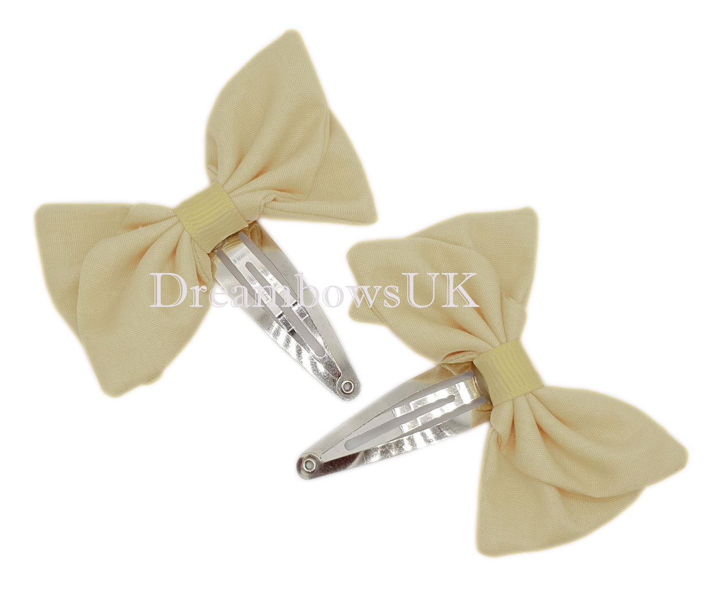 2x Cream/ivory fabric hair bows