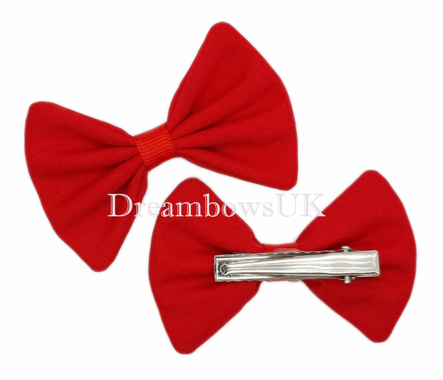Girls red school bows on alligator clips