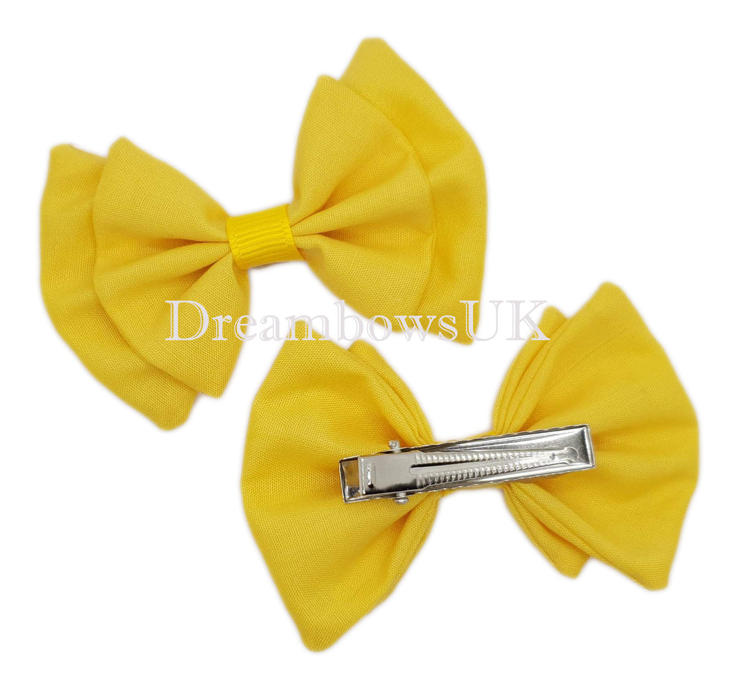 golden yellow hair bows on alligator clips
