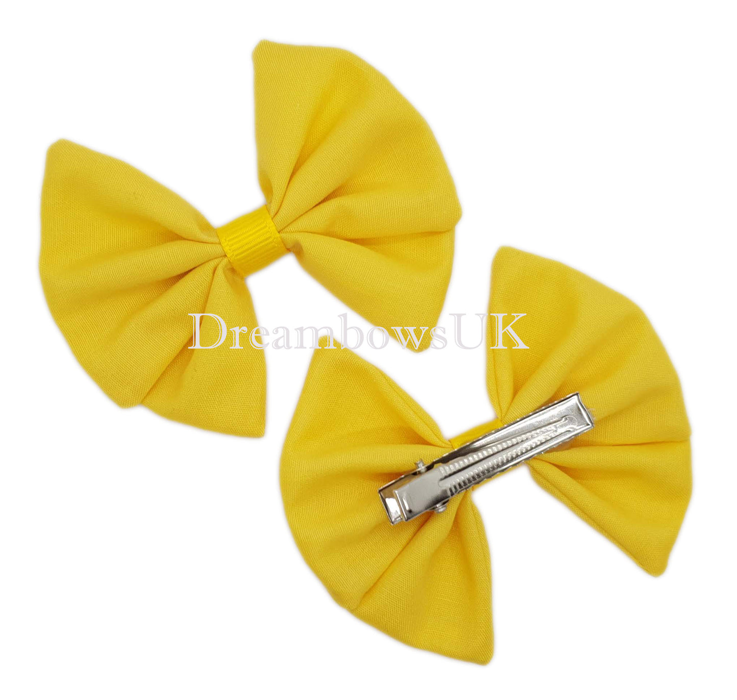 golden yellow hair bows on alligator clips