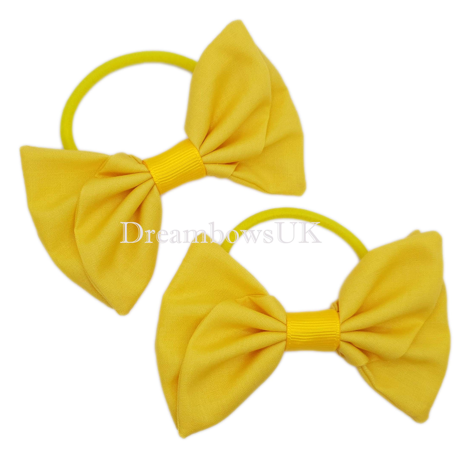 Golden yellow girls school bows on thick hair bobbles